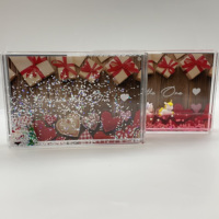 Cadre photo liquide rectangulaire en acrylique 2*3 4*4 4*6 5*7 Flocon de neige rouge Père Noël Arbre de Noël Bonhomme de neige comme cadeau et souvenir