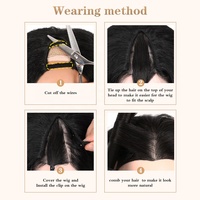 Perruque synthétique U-Part V-Shape sans colle de 20 pouces, qualité supérieure, pour femmes noires, style Afro bouclé, demi-perruque à clipser