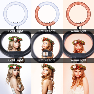 FOSOTO-Anneau lumineux LED RL18 de 18 pouces avec trépied, éclairage de photographie, lampe anneau de selfie, pour <span class=keywords><strong>Youtube</strong></span>, maquillage, Tik <span class=keywords><strong>Tok</strong></span> - Product Image 4