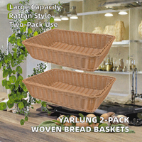 Panier à pain rectangulaire tissé en polypropylène aspect rotin 15,7x11,4 pouces, plateau de service alimentaire, panier à fruits, rangement pour cuisine, table, maison