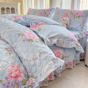 Juego de Cuatro Piezas de Ropa de Cama Acolchada de Algodón Estilo Rústico Coreano, Sábanas, Fundas de Almohada, Juego de Funda Nórdica - Product Image 1