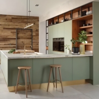 Vermonhouzz Armoire de cuisine personnalisée avec vitrine, armoire de cuisine modulaire sans poignée, étagère de rangement ouverte
