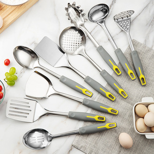 Cuillère à glace et pelle à pizza en acier inoxydable gris et jaune de qualité supérieure pour la cuisine - Product Image 1