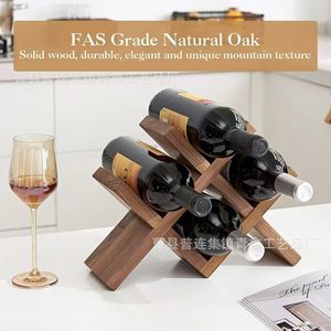 Solid Wood Diamond Wine Rack 4 Bottle Capacity Handmade For <b>Kitchen</b> Living Room Storage - Product Image 3