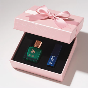 Perfume árabe con logotipo personalizado, caja de regalo de cartón de lujo, botella de vidrio de 10 ml y 50 ml, caja de regalo deslizante con papel de regalo. - Product Image 1