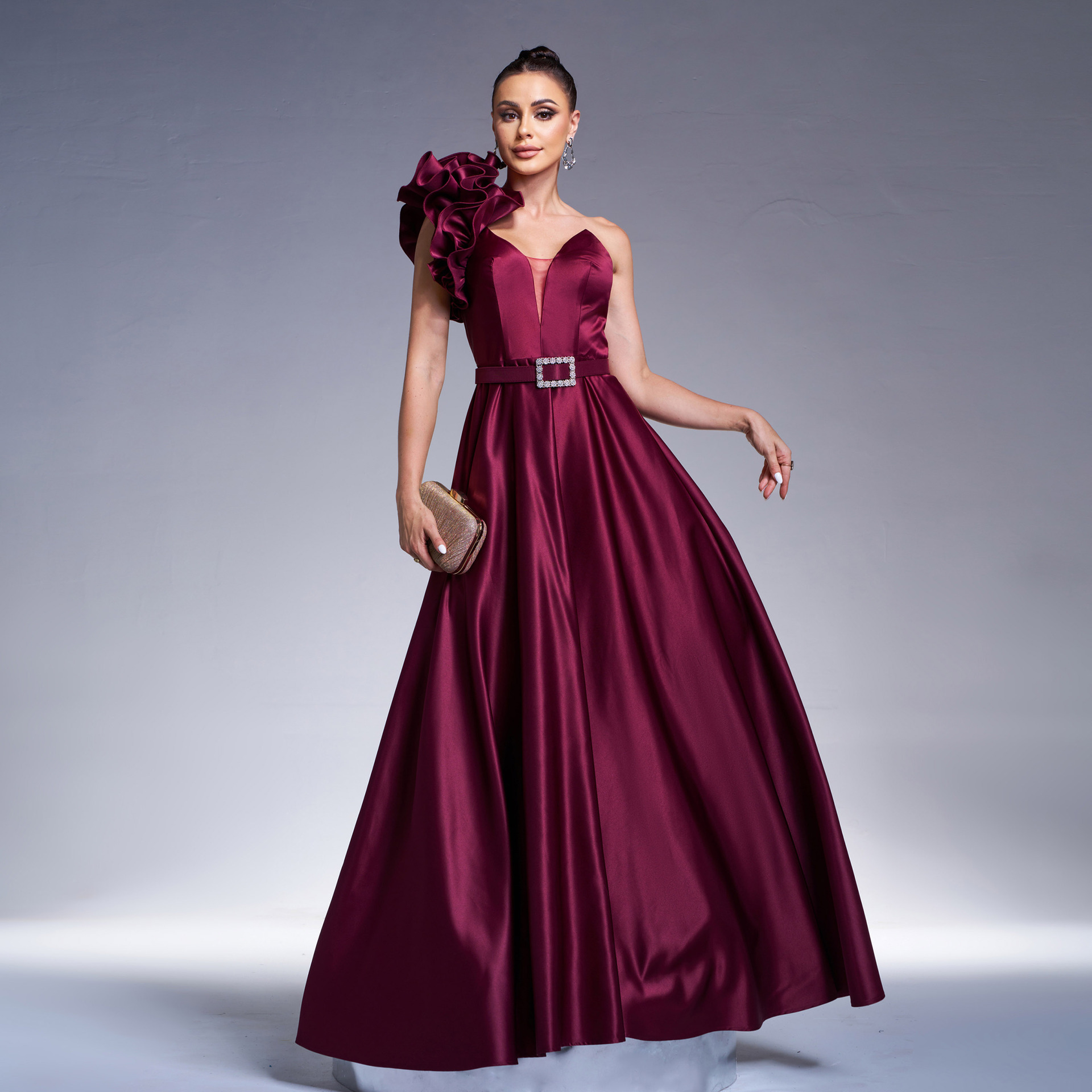 slim fit dress slacks Ellie Wilde EW36083 A Line Lace Long Formal Prom Dress