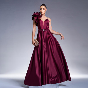 green emerald velvet dress Shimmering Purple Sequin Mermaid Prom Dress with High Slit and Off-Shoulder Neckline 22212 Burgundy / US6 main image 0