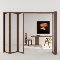GS Portes extérieures en aluminium à double couche Porte pliante Salle insonorisée Portes pliantes en verre pour la maison