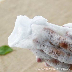 Mini jabón de red de espuma hecho a mano para limpiador Facial, jabón corporal, bolsa de bola de hojaldre, esponja de PE hecha a mano, fábrica al por mayor para uso en el baño - Product Image 2