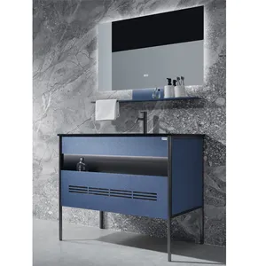 BNITM现代豪华浴室梳妆台节省空间壁挂橱柜，带耐用钢制发光二极管镜