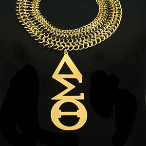 Collana con Lettere in Acciaio Inossidabile <span class=keywords><strong>a</strong></span> Catena Larga (Delta Iota Phi Lambda Zeta Chi Eta Phi) - Regalo Perfetto per Sorelle di Confraternite - Product Image 1