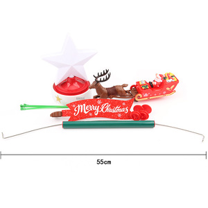 Five-pointed Star-shaped Rotating Deer Sleigh <b>Christmas</b> Tree <b>Topper</b> Electric Flying Carriage Festive Decoration Plastic - Product Image 3