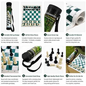 Set di Scacchi Internazionali Portatile con Scacchiera Pieghevole in Pelle per Viaggi all'Aperto Unisex Cina - Product Image 6