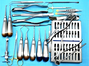 25 pièces Kit d'instruments d'extraction dentaire et chirurgicaux en acier inoxydable allemand, comprenant élévateurs et pinces, réutilisables - Product Image 1