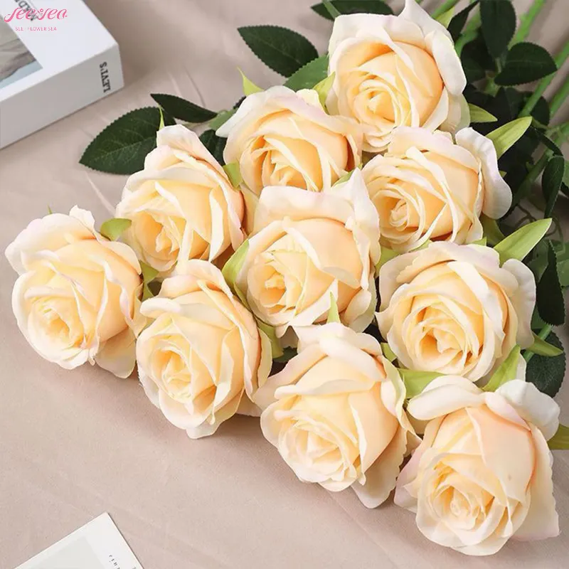Ramos de rosas de lujo al por mayor de Amazon 2024, flores sueltas eternas artificiales para interior del hogar, otras decoraciones florales.