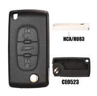 Boîtier de clé télécommande de voiture pliable à 3 boutons pour coffre, pièces auto pour 207/308/307cc HU83 CE0523 ABS Noir OEM