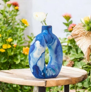Jarrón Pintado Antiguo, Recipiente Decorativo Floral con Acabado Artístico para Mesa, Decoración de Interiores para el Hogar y la Oficina, Macetas y Jardineras - Product Image 4