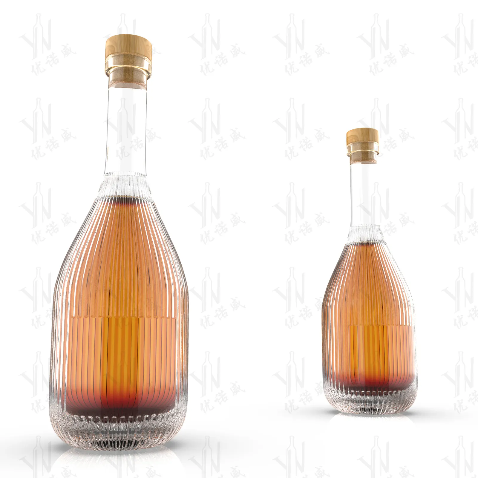 Garrafa de vidro redonda por atacado 500ml 700ml Vodka Whisky Spirit Licor Garrafa de vinho