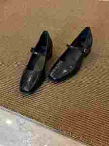 French Vintage Genuine Leather Sheepskin <b>Block</b> Heel Women's Pumps Comfortable Slip-on Shallow Mouth Office Commuter Shoes - Product Image 6