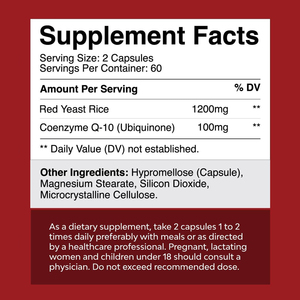 Arroz de Levadura Roja con Suplemento de CoQ10, Fórmula Saludable Avanzada para Hombres y Mujeres, Suplemento Dietético, Cápsulas de Arroz de Levadura Roja - Product Image 2