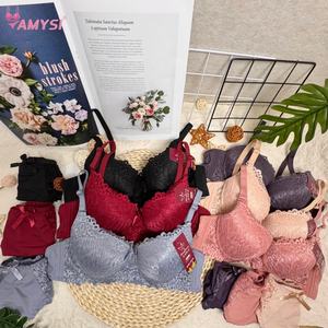 Amysi 337# Completo Intimo da Donna Sexy e Affascinante, <span class=keywords><strong>Reggiseno</strong></span> e Slip in Pizzo Floreale <span class=keywords><strong>di</strong></span> Alta Qualità, Taglie 34-40B, Vendita all'Ingrosso - Product Image 2