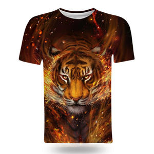 T-shirt à manches courtes pour homme, imprimé animal 3D, tigre, coupe ample, impression numérique, longueur normale, tissu tricoté, vêtements décontractés d'été - Product Image 4
