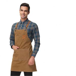 En gros Tablier de chef imperméable et résistant à l'huile pour la maison, le jardinage, la cuisine, les cafés, le travail, le nettoyage, en denim et toile de coton, pour le marché international - Product Image 2