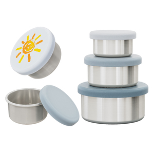 Custom logo 304 lunch box with silicone lid Portable eco-friendly food storage container with silicone cover