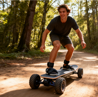 Planche Électrique Motorisée Tout-Terrain de Sport, Longboard Volant 800W avec Moteur, Patin Électrique 4x4 40km pour Adulte