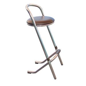 Sgabello da Bar Impilabile, Cromato, con Pelle Sintetica - Product Image 1