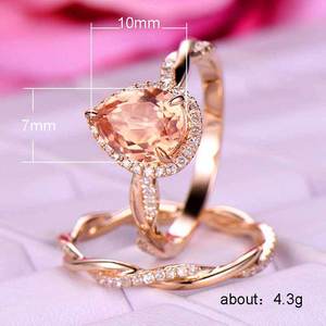 Anello Impilabile con Micro Zirconi a Goccia d'Acqua, Gioiello da Mano per Matrimonio e Fidanzamento - Product Image 3