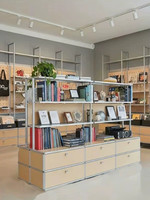 Étagère de rangement en profilé aluminium, Vitrine multi-niveaux, Présentoir, Comptoir d'îlot de supermarché, Étagère à produits
