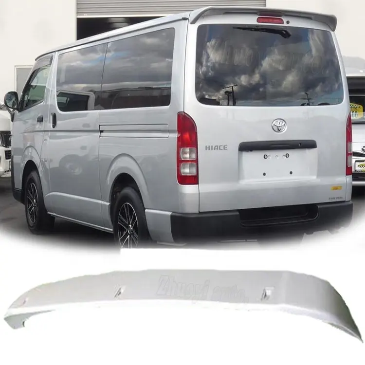 Custom Various Mini Van Spoiler For Toyota HIACE 2005-2018 Rear High Roof Wing Boot Lip With Light Tuning Accessories Auto Part