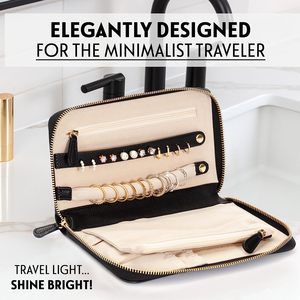 Organisateur de voyage portable de luxe personnalisé en similicuir, pochette pliable à fermeture éclair pour bijoux, pour colliers sans nœuds - Product Image 5