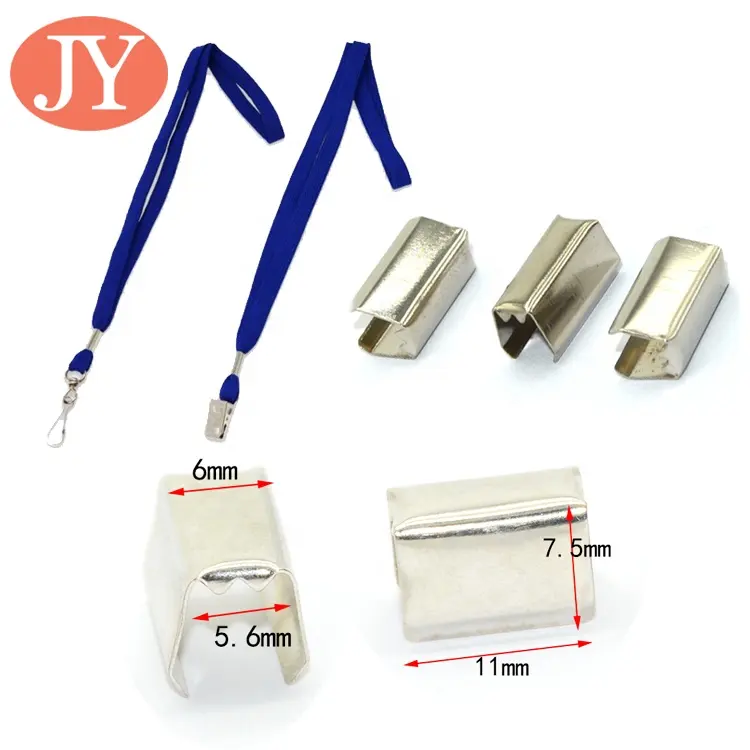 Wholesale price metal crimp iron material lanyards binder clips metal crimps for lanyards