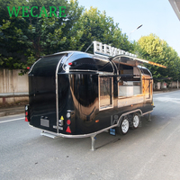 WECARE Camion de restauration mobile avec cuisine complète, proposant café, glaces, desserts, beignets, hot-dogs, poulet rôti, kebab, barbecue et pizza