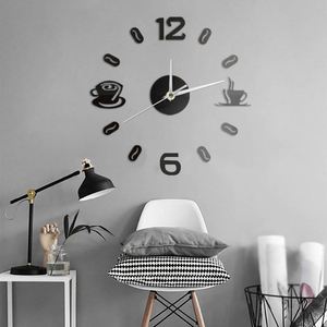 Creative Coffee Cup Wall <b>Clock</b> DIY Mute <b>Digital</b> <b>Clock</b> 3D Acrylic Mirror Decoration Wall Stickers for Living Room Kitchen - Product Image 2