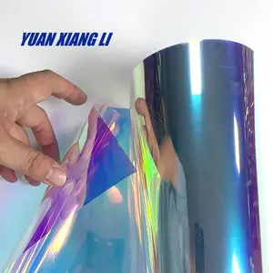 Holo graphische transparente rot-blaue zweifarbige PVC-Regenbogen-Weich folie Yuan Xiang Li Fabrik produktion für die Gepäck produktion