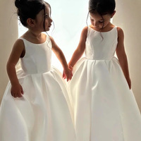 Robe à fleurs pour filles enfants sans manches en satin simple avec nœud papillon dos nu taille personnalisée