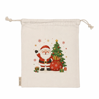 Pochette en coton personnalisée pour cadeau de Noël, emballage écologique, sacs en mousseline à cordon pour le rangement de bijoux
