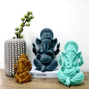 Dekorasi Agama Resin Gajah Dewa Idola Indian Ganesha Patung Gajah Kerajinan