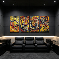 Art décoratif abstrait 3D rectangulaire, art mural fait main en MDF, cadre noir suspendu, adapté à la décoration d'hôtel et de maison