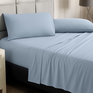 Lenzuola da letto doppie morbide e lavate e traspiranti Set di biancheria da letto blu per casa, Hotel o dormitorio, tessuto confortevole e resistente - Product Image 2