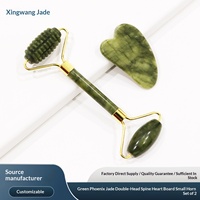Rouleau de jade pour le visage et Gua Sha – Outils faciaux en jade véritable, pierre de jade naturelle, anti-âge, lifting du visage, yeux et corps