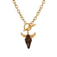 Collier à maillons avec boucle en forme de tête de vache pour femmes européennes et américaines, pendentif en forme d'animal, bijoux tendance en acier inoxydable