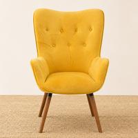 Fauteuil de massage moderne style nordique, dossier ailé, pour salon ou hôtel, en tissu velours – Nouveauté tendance