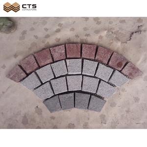 Feuille de cube rose en granit de chine, pavage personnalisé, Double couleur mixte, en forme d'éventail, <span class=keywords><strong>prix</strong></span> de gros par <span class=keywords><strong>M2</strong></span>, livraison gratuite - Product Image 5