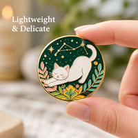 Badge en métal personnalisé en émail souple, motif étoiles de la constellation et feuilles, impression UV, moulage 3D, plaqué or
