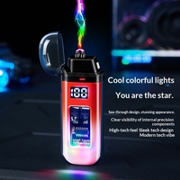 Briquet électronique à double arc étanche et coupe-vent à coque transparente, affichage du niveau de batterie, alimenté par USB