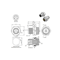 CE RoHS de alta calidad de fábrica al por mayor conector chapado en oro 5 pines M12 D-code enchufe blindado montaje en Panel trasero copa de soldadura IP67